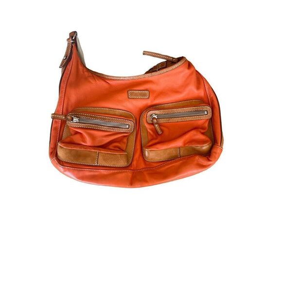 Dooney & Bourke Womens Orange Signature Classic Leather Shoulder Bag - Picture 6 of 6